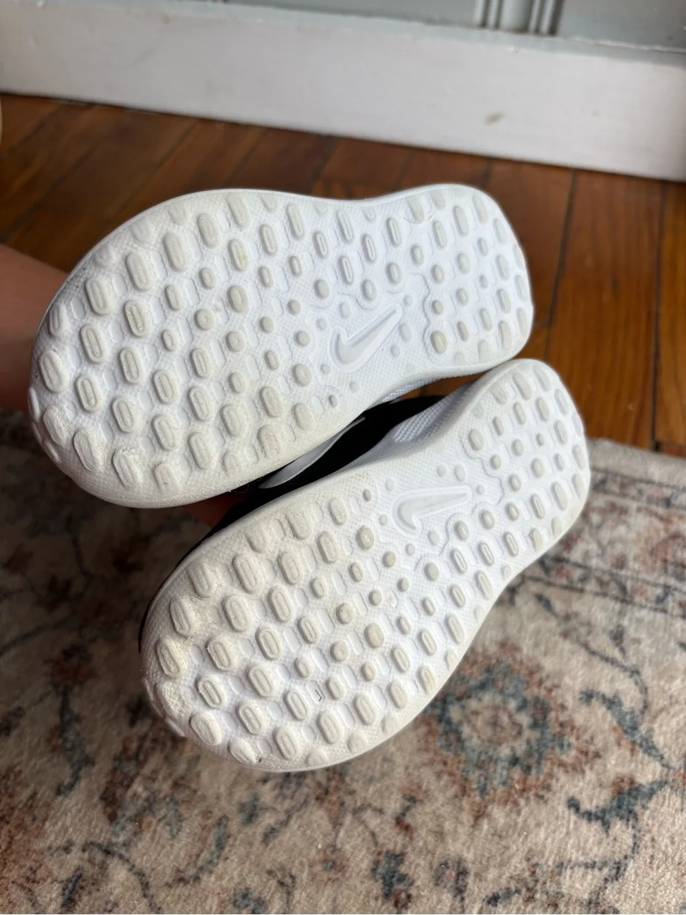 Kids 6C Black & White Nike Velcro Sneakers